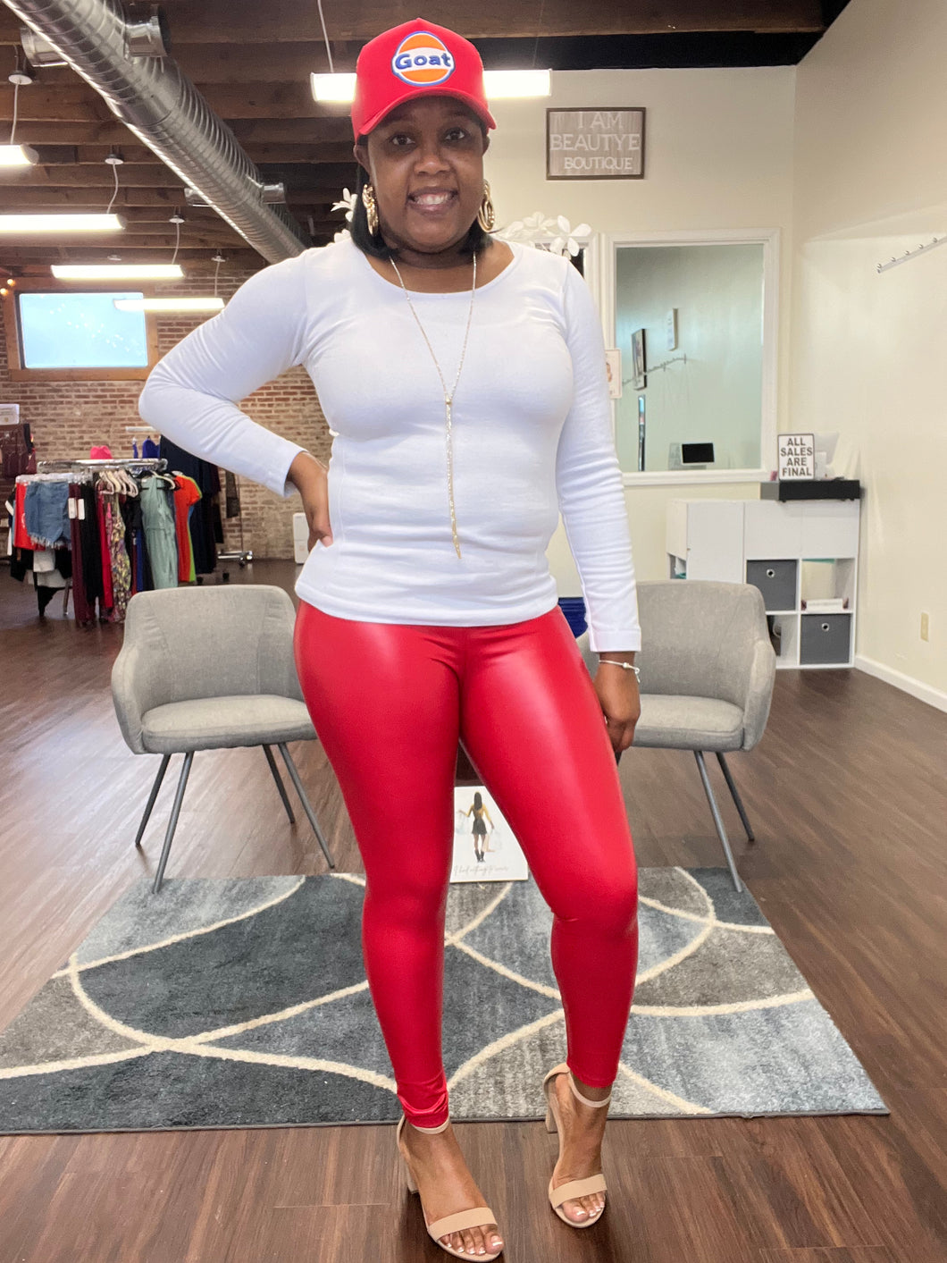 Well Known Faux Leather Leggings (Red)- FINAL SALE